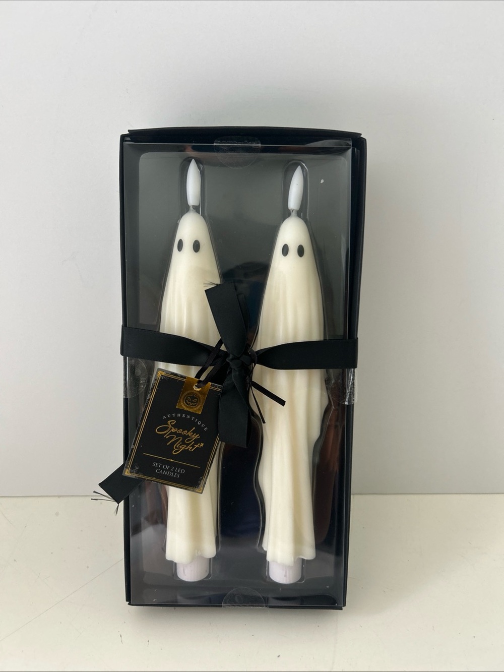 Ghost Taper LED Candles - White Halloween Set Of 2 VIRAL New